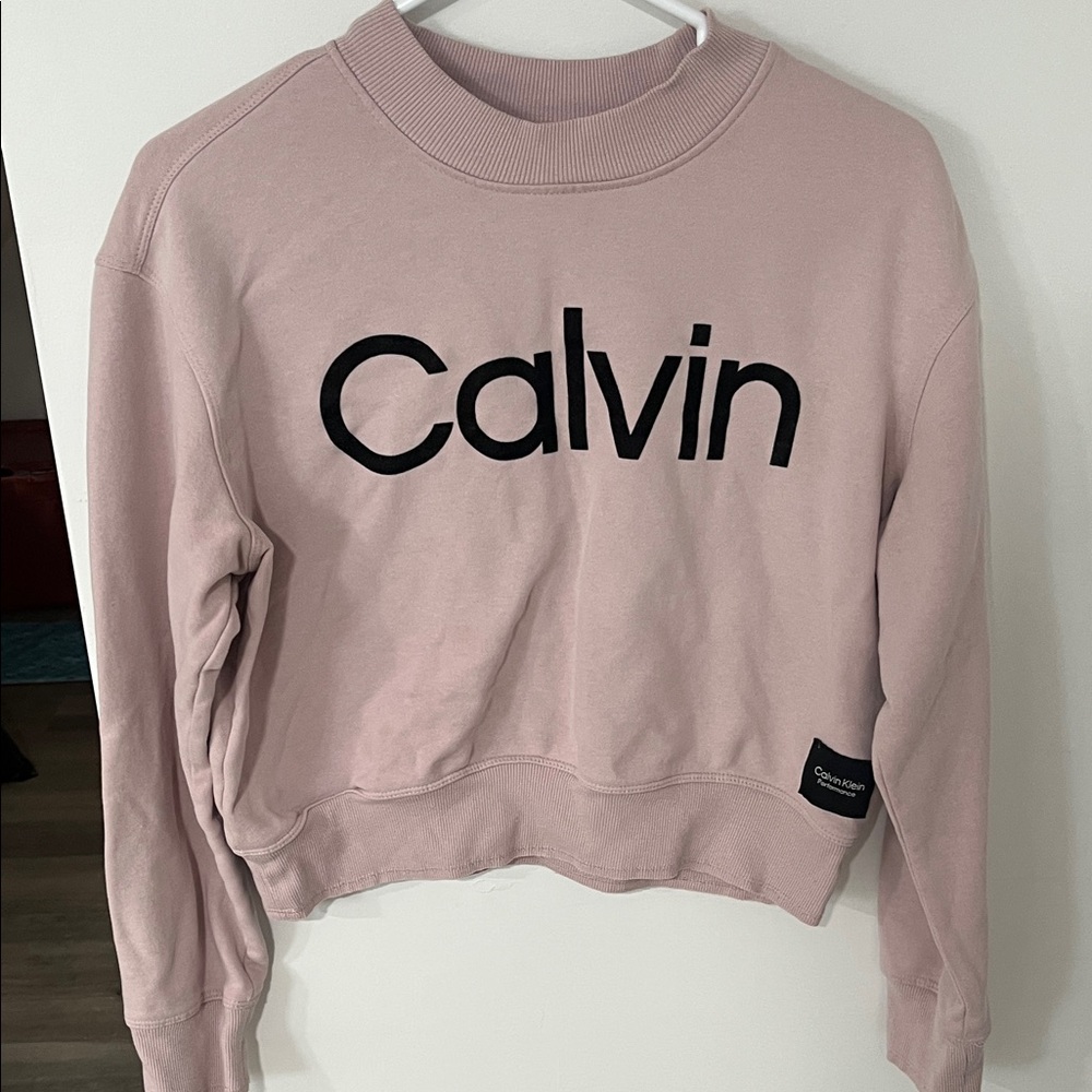 Calvin Klein Dusty Pink Logo Cropped Sweatshirt